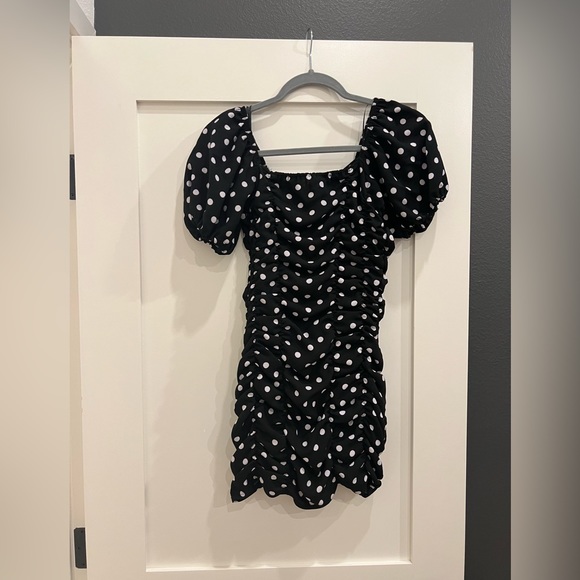 Zara mini ruched polka dot dress size XS NWT - Picture 2 of 3
